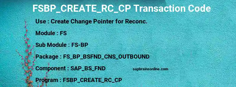 SAP FSBP_CREATE_RC_CP transaction code