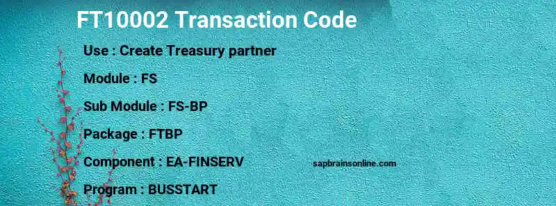 SAP FT10002 transaction code