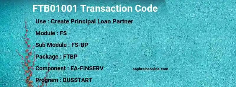 SAP FTB01001 transaction code