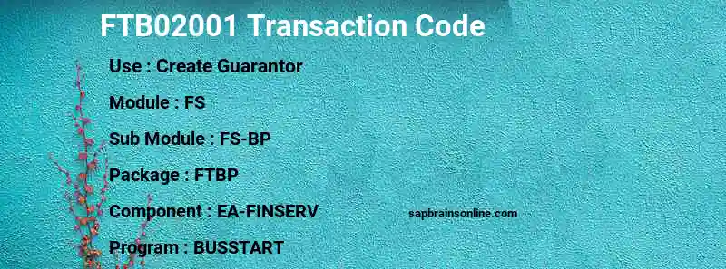 SAP FTB02001 transaction code
