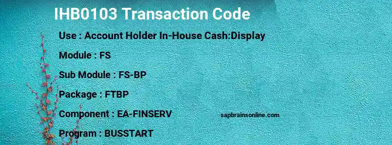 SAP IHB0103 transaction code