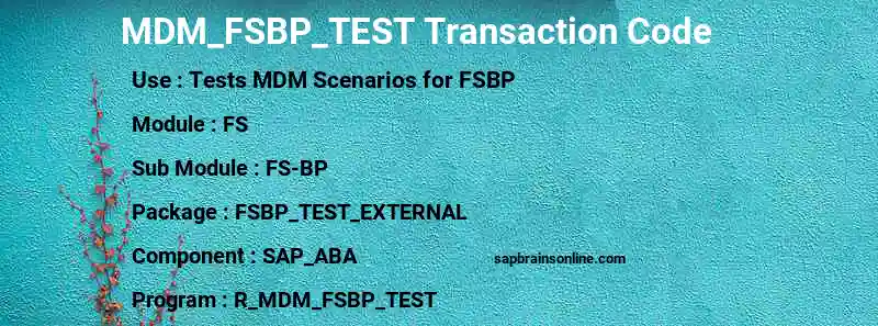 SAP MDM_FSBP_TEST transaction code