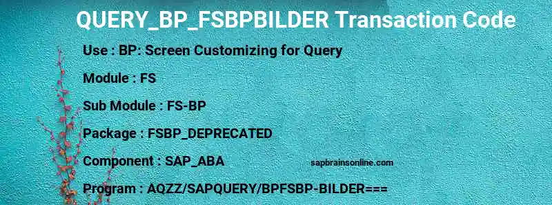 SAP QUERY_BP_FSBPBILDER transaction code