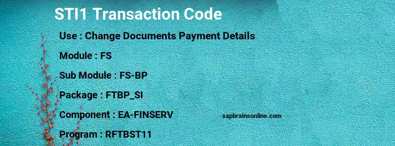 SAP STI1 transaction code