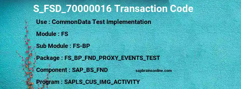 SAP S_FSD_70000016 transaction code