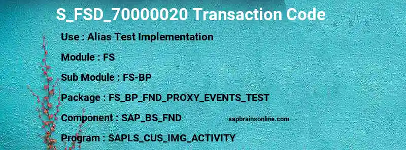 SAP S_FSD_70000020 transaction code