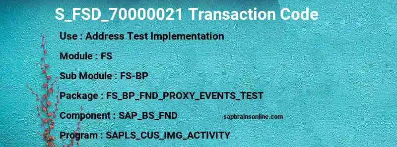 SAP S_FSD_70000021 transaction code