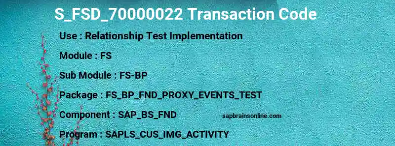 SAP S_FSD_70000022 transaction code
