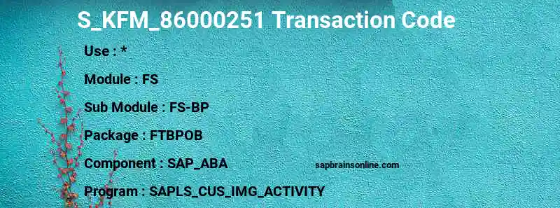 SAP S_KFM_86000251 transaction code