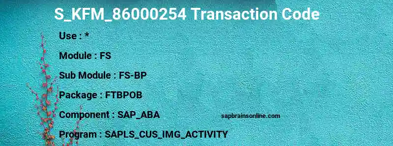 SAP S_KFM_86000254 transaction code