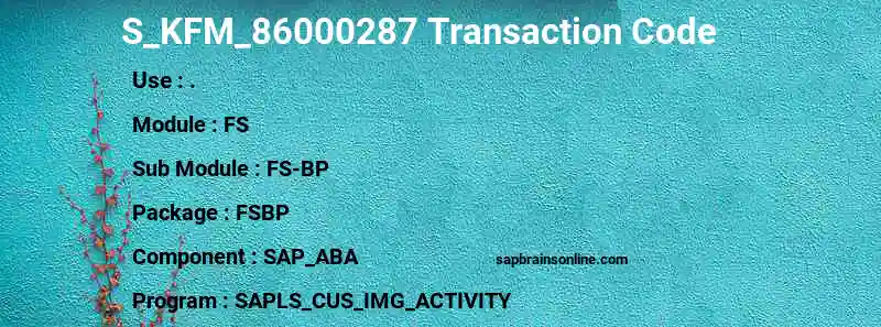 SAP S_KFM_86000287 transaction code