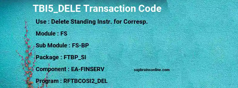 SAP TBI5_DELE transaction code