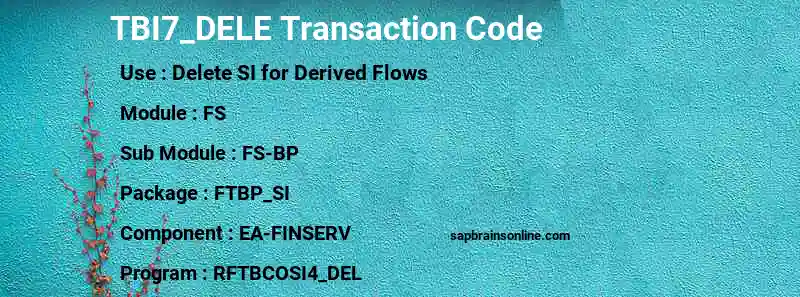 SAP TBI7_DELE transaction code
