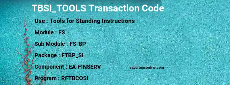 SAP TBSI_TOOLS transaction code
