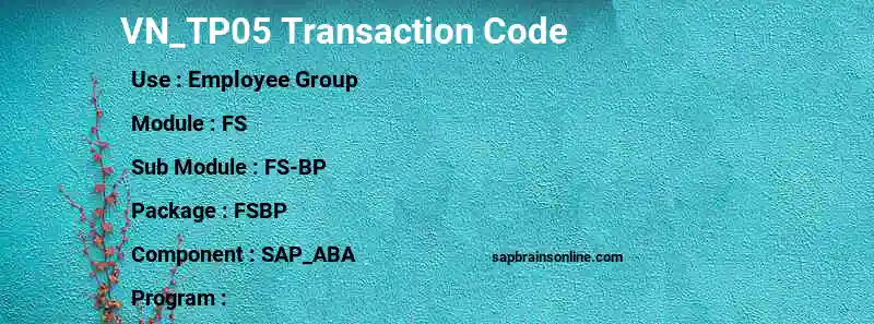 SAP VN_TP05 transaction code