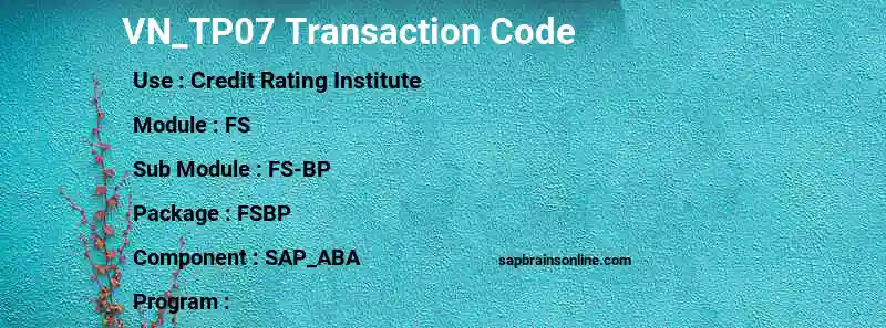 SAP VN_TP07 transaction code