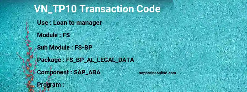 SAP VN_TP10 transaction code