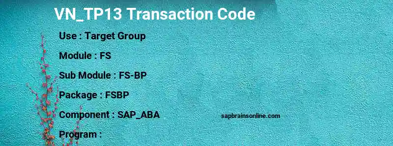 SAP VN_TP13 transaction code