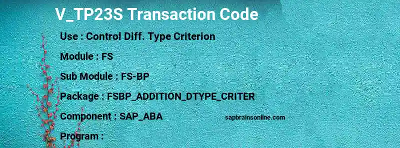 SAP V_TP23S transaction code