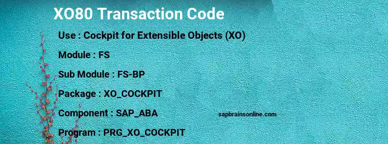 SAP XO80 transaction code