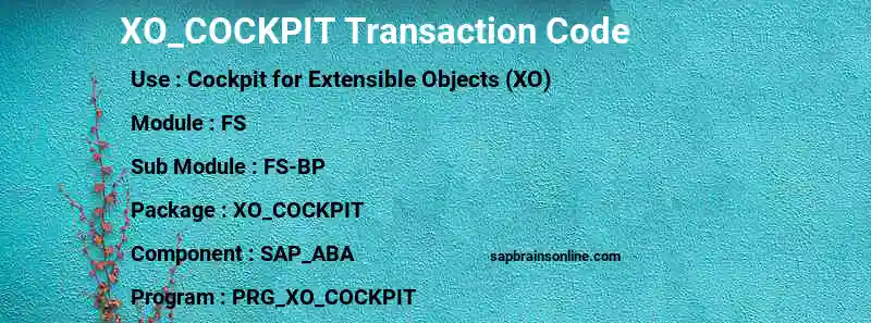 SAP XO_COCKPIT transaction code