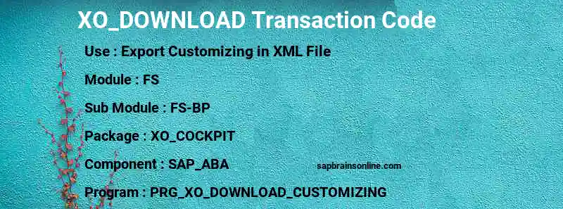 SAP XO_DOWNLOAD transaction code