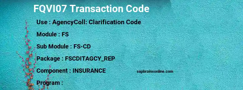 SAP FQVI07 transaction code