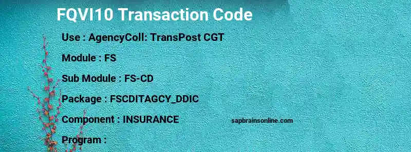 SAP FQVI10 transaction code