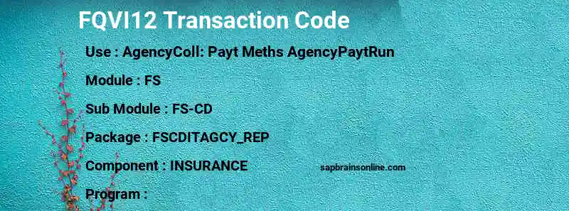 SAP FQVI12 transaction code