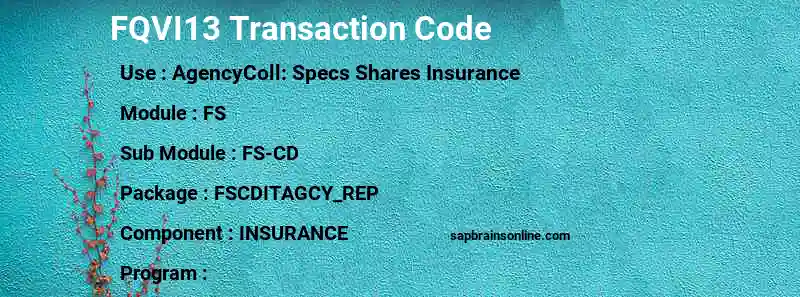 SAP FQVI13 transaction code