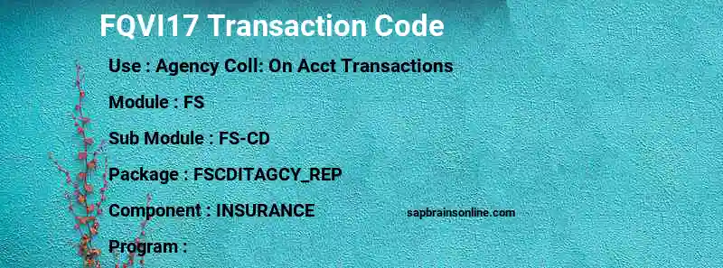 SAP FQVI17 transaction code