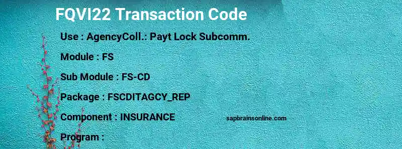 SAP FQVI22 transaction code
