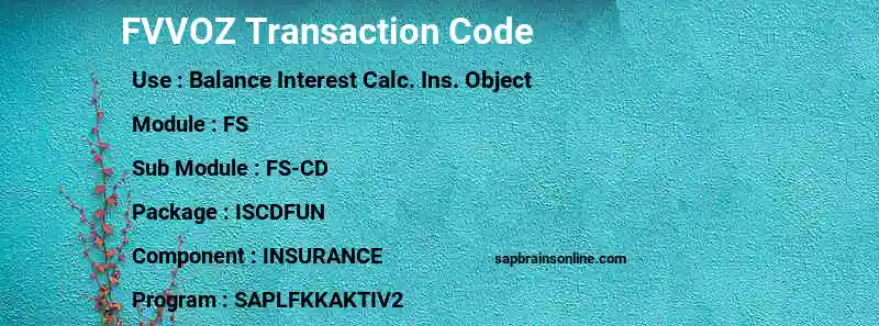 SAP FVVOZ transaction code