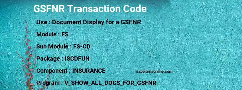 SAP GSFNR transaction code