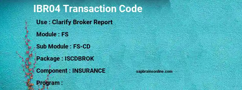SAP IBR04 transaction code
