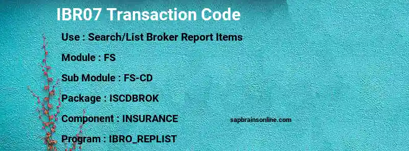 SAP IBR07 transaction code