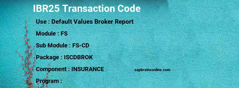 SAP IBR25 transaction code