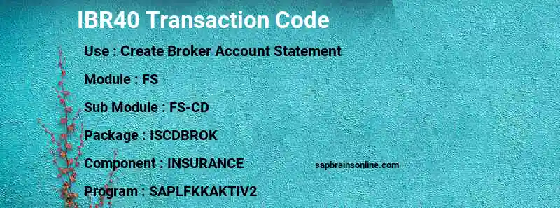 SAP IBR40 transaction code