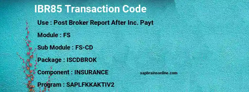 SAP IBR85 transaction code