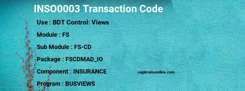 SAP INSO0003 transaction code