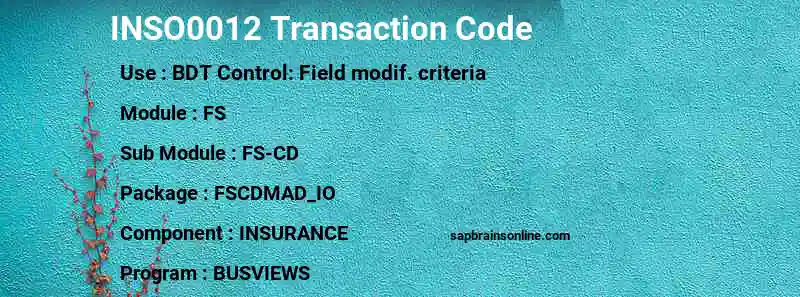 SAP INSO0012 transaction code