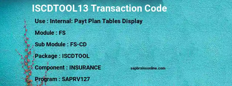 SAP ISCDTOOL13 transaction code