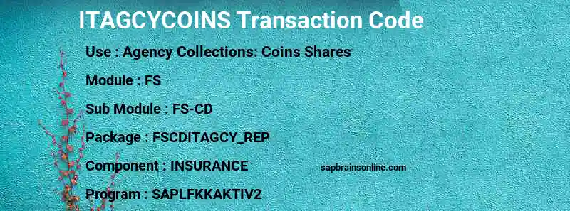 SAP ITAGCYCOINS transaction code