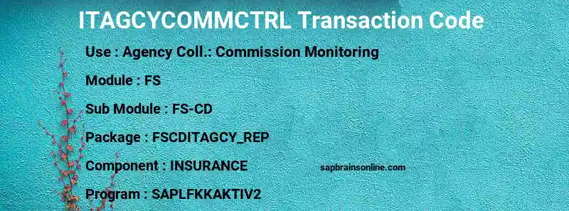 SAP ITAGCYCOMMCTRL transaction code