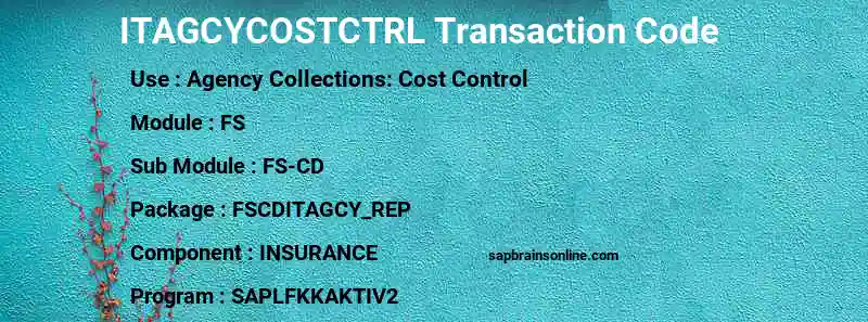 SAP ITAGCYCOSTCTRL transaction code