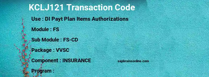 SAP KCLJ121 transaction code