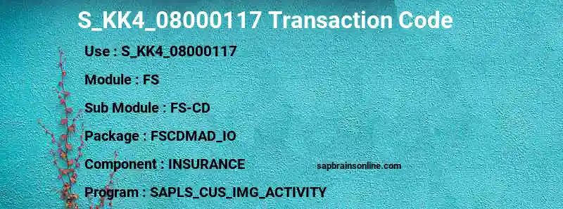 SAP S_KK4_08000117 transaction code