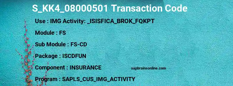 SAP S_KK4_08000501 transaction code