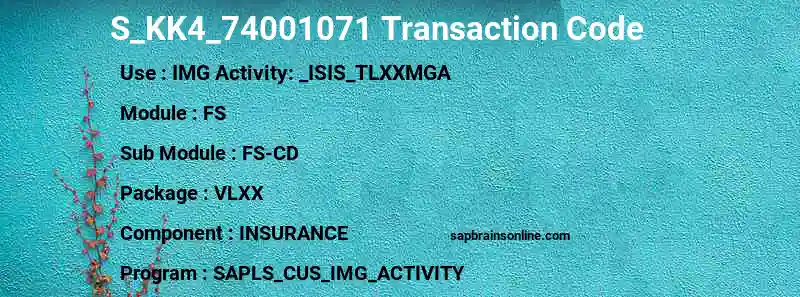 SAP S_KK4_74001071 transaction code