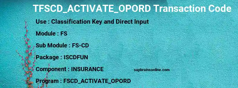 SAP TFSCD_ACTIVATE_OPORD transaction code